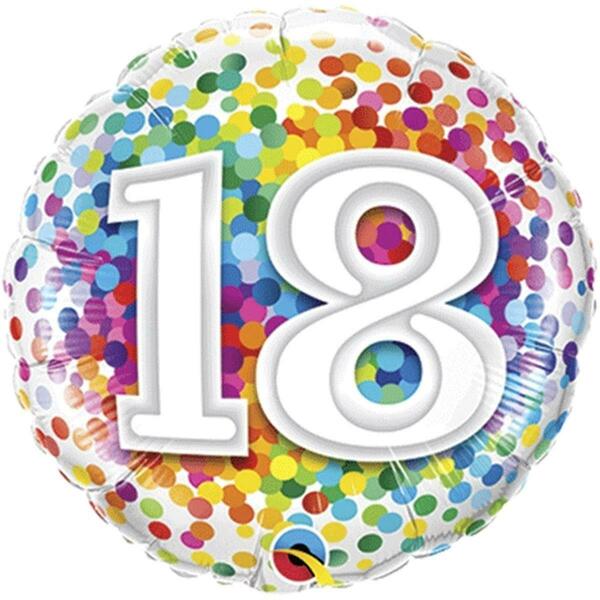 Loftus International 18 in. 18 Rainbow Confetti Balloon Q4-9502